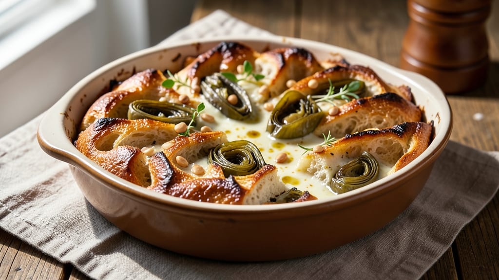 Artichoke Bread Pudding Recipe: Savory Herb Crunch With Gooey Artichoke Hearts