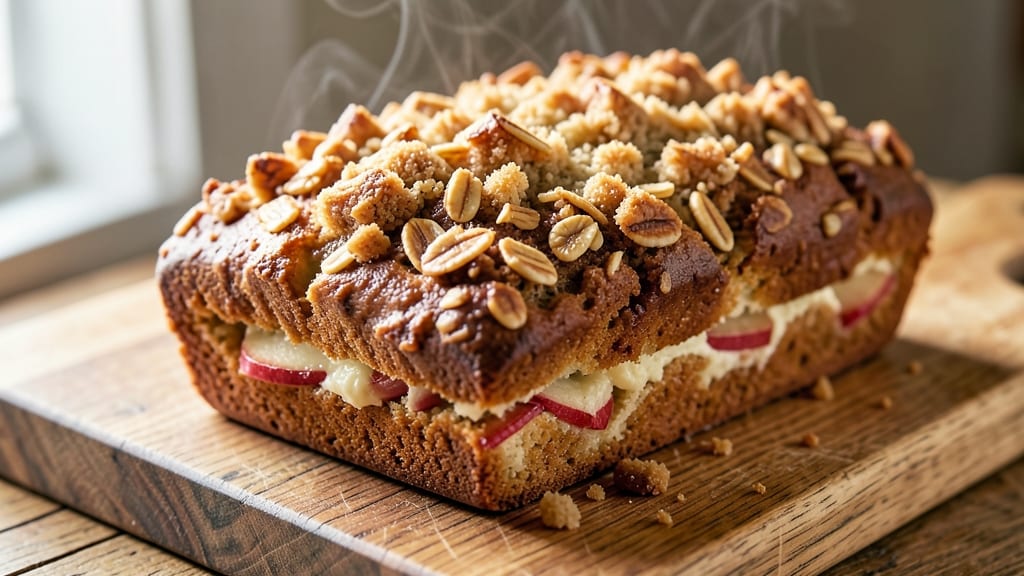 Apple Bread With Crumb Topping Recipe: Buttery Streusel Crunch Over Moist Apple Swirls