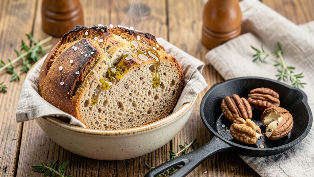 Akasha Bread Recipe: No-Knead Dutch Oven Crust With Honeyed Walnut Swirls