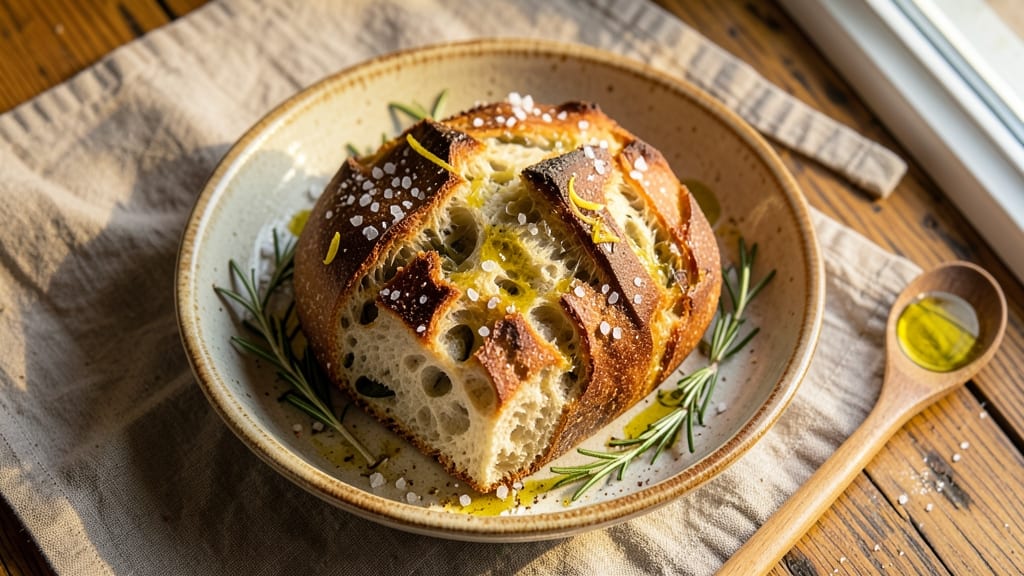 A Bread Recipe Uses 3 Tablespoons of Olive Oil: Dutch Oven Bread With Golden Crust