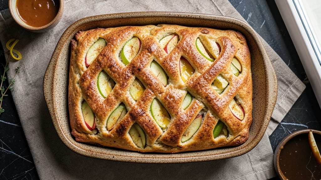 Apple Cinnamon Focaccia Bread Recipe: Warm Spice-Poached Apple Filling in Every Tear